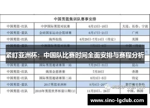 紧盯亚洲杯：中国队比赛时间全面安排与赛程分析